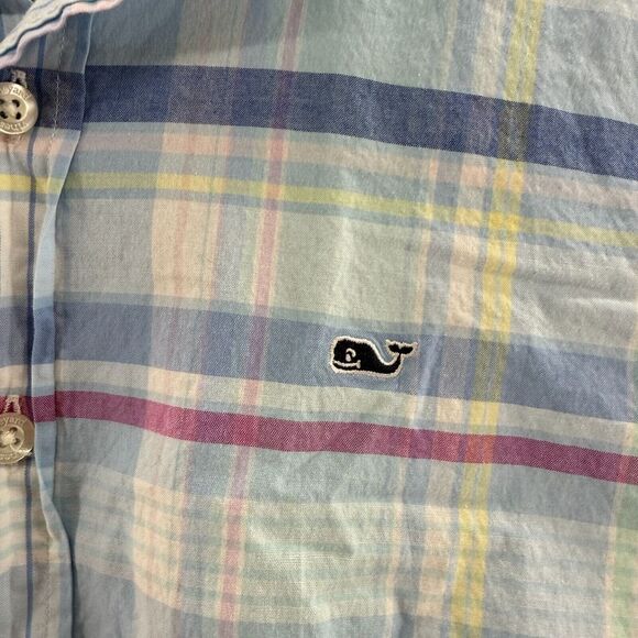Vineyard Vines Long Sleeve Shirt Boys XL(18)  Blue Pastel Button Up Lightweight - Picture 5 of 9